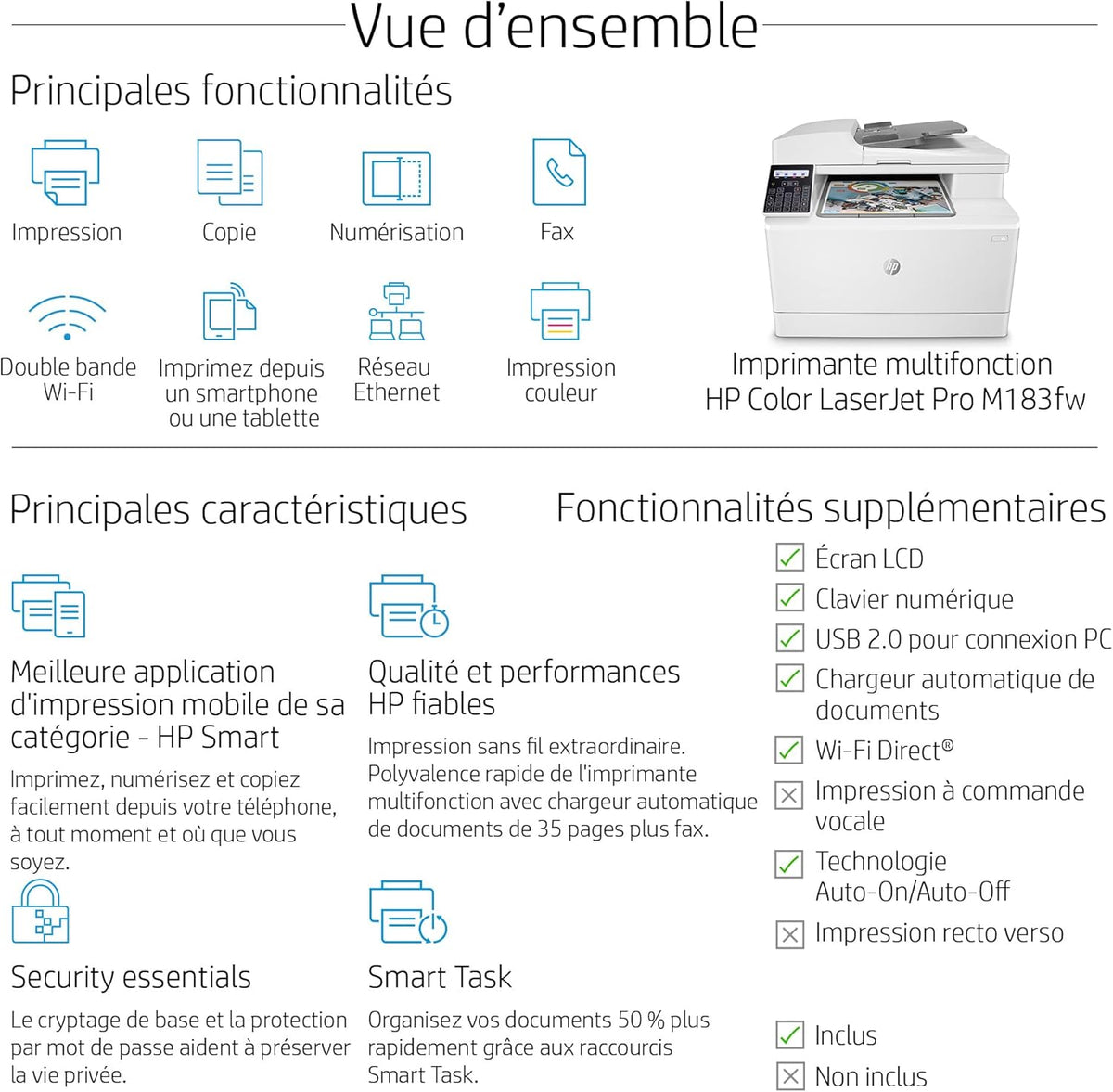 HP Color LaserJet Pro MFP 3302fdwg Multifunktions-Farblaserdrucker, Fax, Automatischer beidseitiger Druck, Touchscreen, Wi-Fi, Ethernet, USB, HP Wolf Pro Security