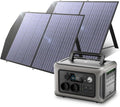 ALLPOWERS R600 Solargenerator, 2x 600W (1200W Spitze) AC Ausgang Tragbare Powerstation mit 2x 100W Solarpanel, 299WH LiFePO4 Batterie, Mobile Stromversorgung für Garten Reise Camping Wohnmobil Notfall