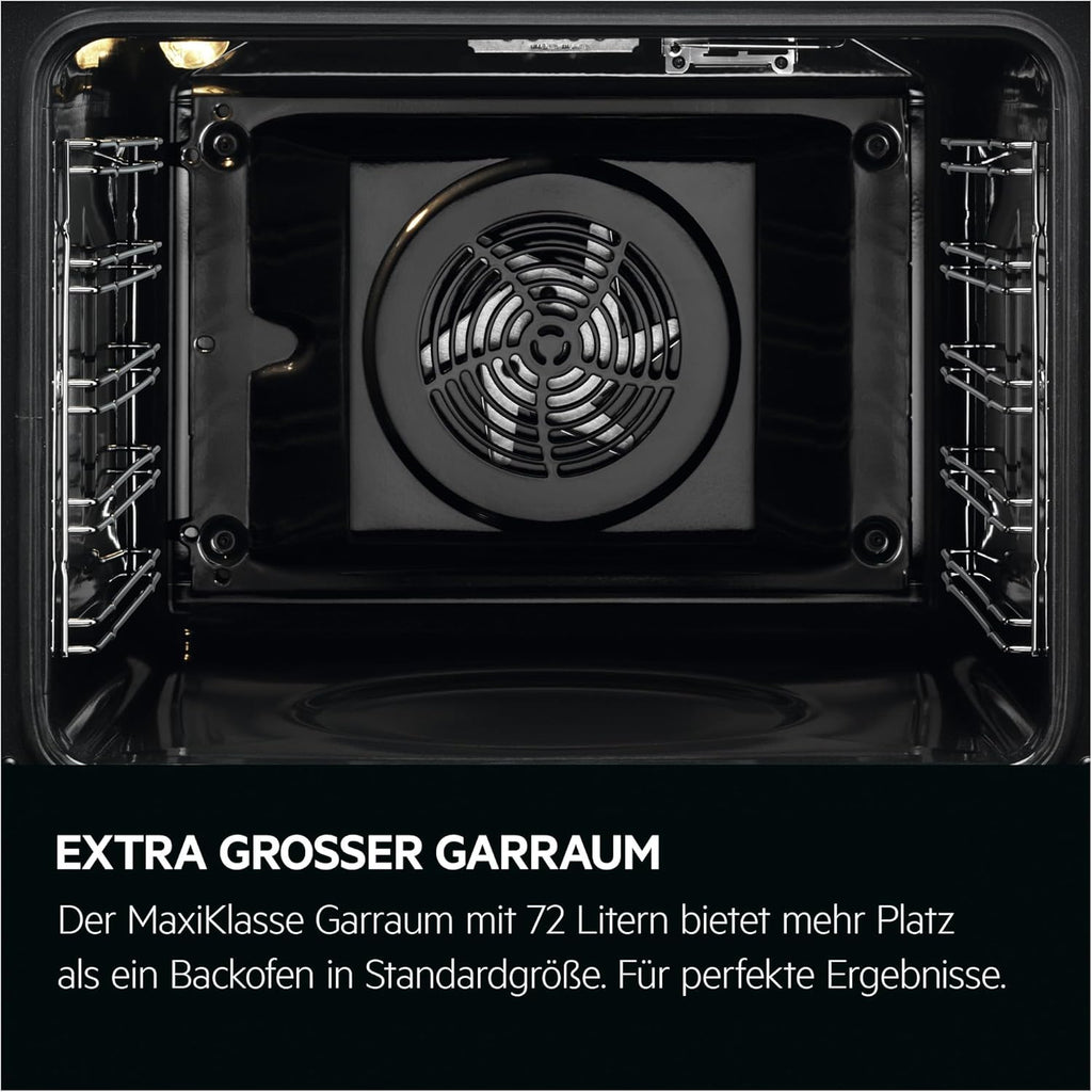 AEG Einbaubackofen â€?Serie 5 Ringheißluft: Gleichmäßige Garergebnisse auf 3 Ebenen â€?Pyrolyse Selbstreinigung â€?25 Automatikprogramme â€?LED-Touchdisplay â€?Schnellaufheizung â€?Schwarz â€?BPE53516AB
