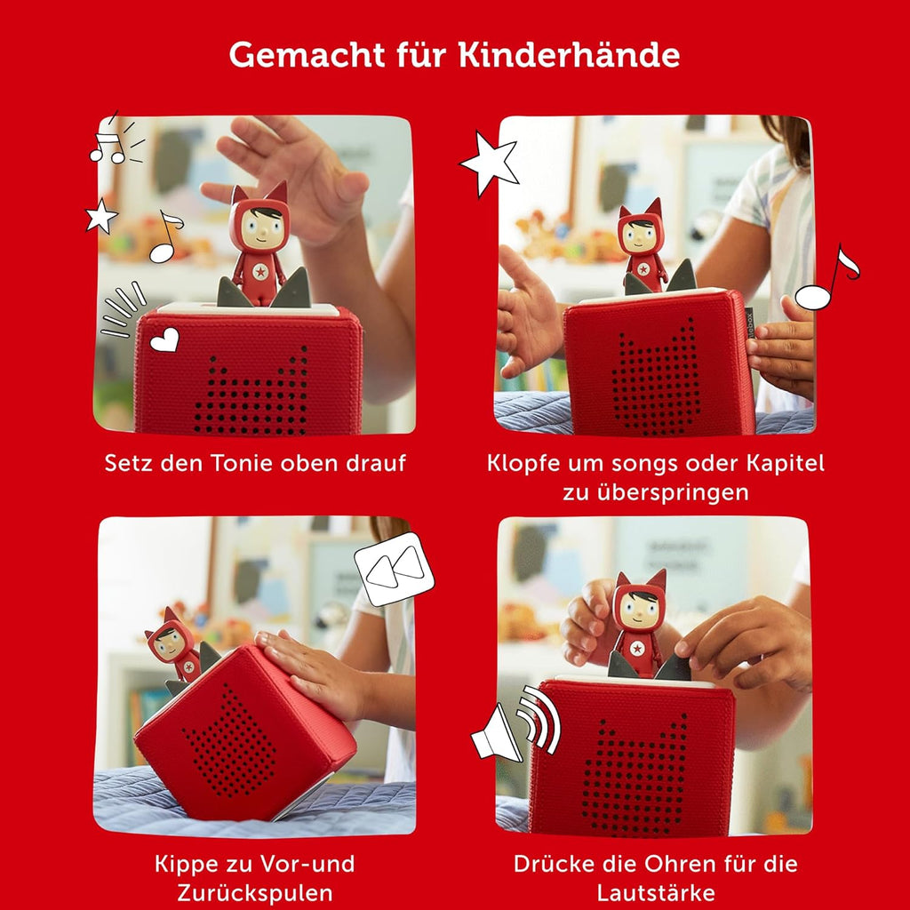 Toniebox Extrapack â€?Toniebox Starterset Blau mit Kreativtonie + 4 x Disney Tierische Helden Hörfiguren, Audioplayer für Hörbücher und Lieder, kabellose Musikbox mit Disney Hörspiel