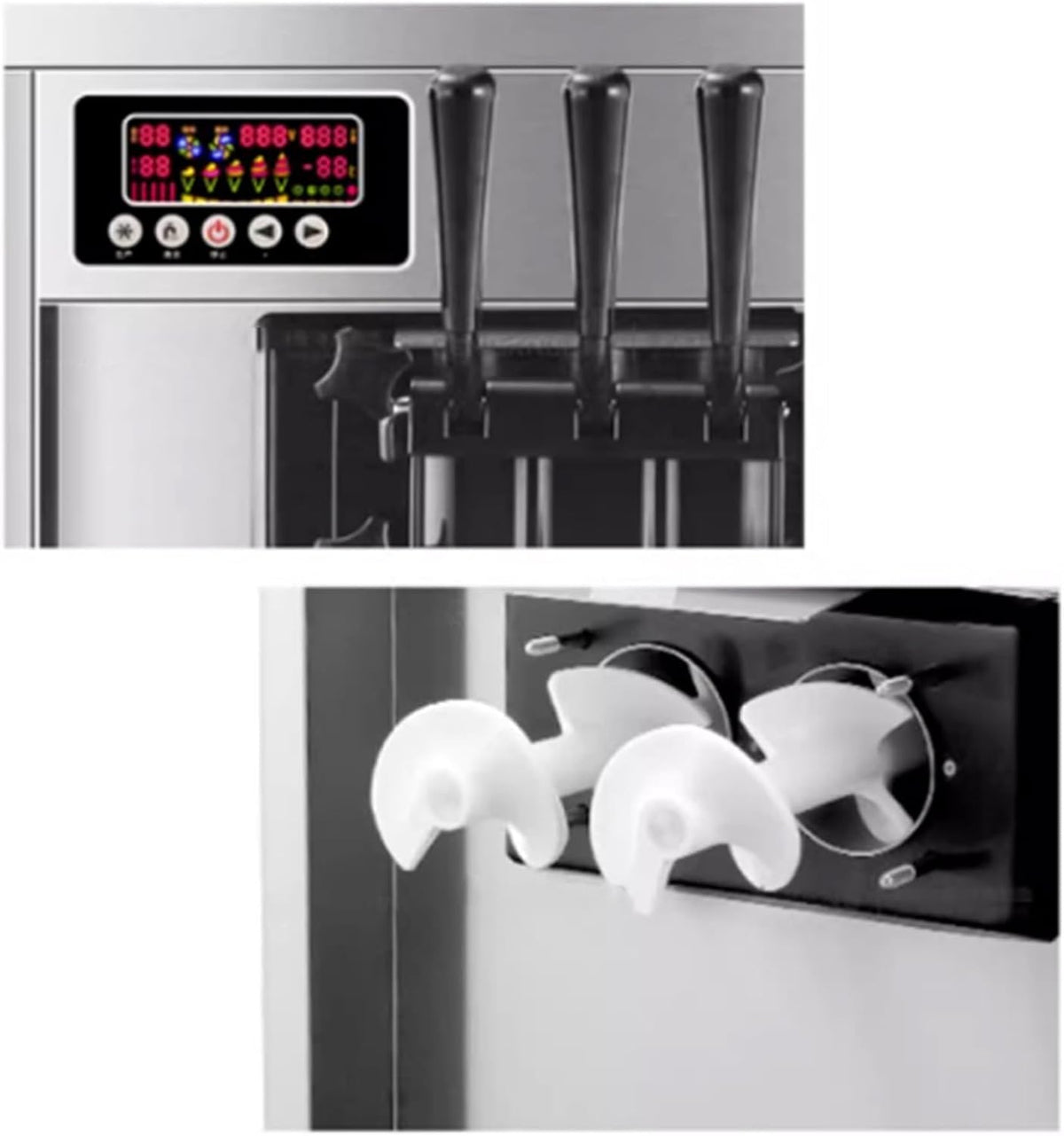 Eismaschine 22â€?0 l/h Softeismaschinen, kommerzieller Tricolor-Desktop-Automat for Einfrieren von süßen Eistüten Eismaschine für Haushalt