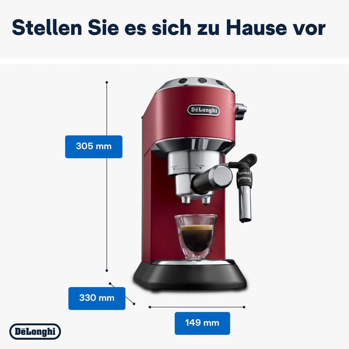 De'Longhi Dedica Style EC 685.M â€?Espresso Siebtrgermaschine, Espressomaschine mit professionellem Milchaufschumer, nur 15 cm breit, für Kaffeepulver oder ESE Pads, 1 l Wassertank, silber