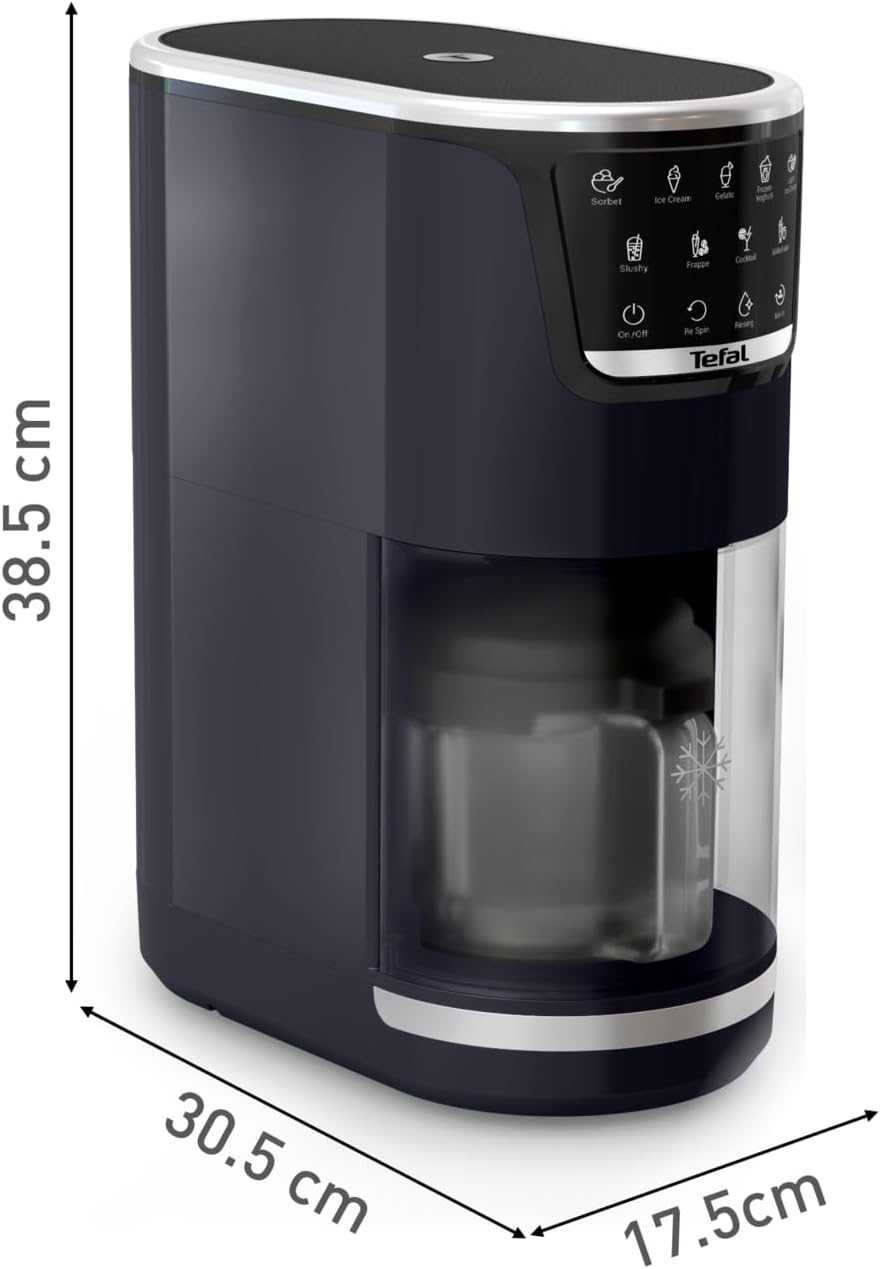 Tefal Dolci Eismaschine - 10 Programme für Eiscreme, Sorbet, Gelato  und  Frozen Yogurt, 1-Step-Perfector Technologie, inkl. 3x Tritan-Eisschüsseln, Mix-In-Funktion  und  automatisches Reinigungsprogramm