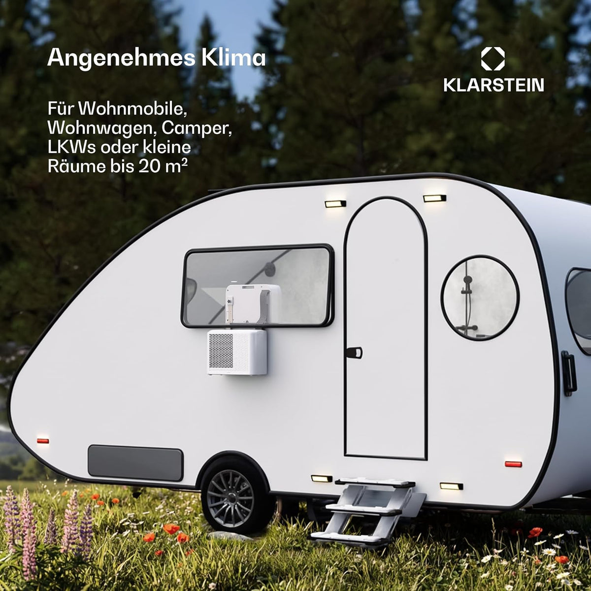 Klarstein Chillavan Mobile Klimaanlage â€?5.000 BTU, Für Räume bis 20 m², 3-in-1: Klimaanlage, Luftentfeuchter & Ventilator, Energieeffizienzklasse A, App-Steuerung, Ideal für Wohnmobile