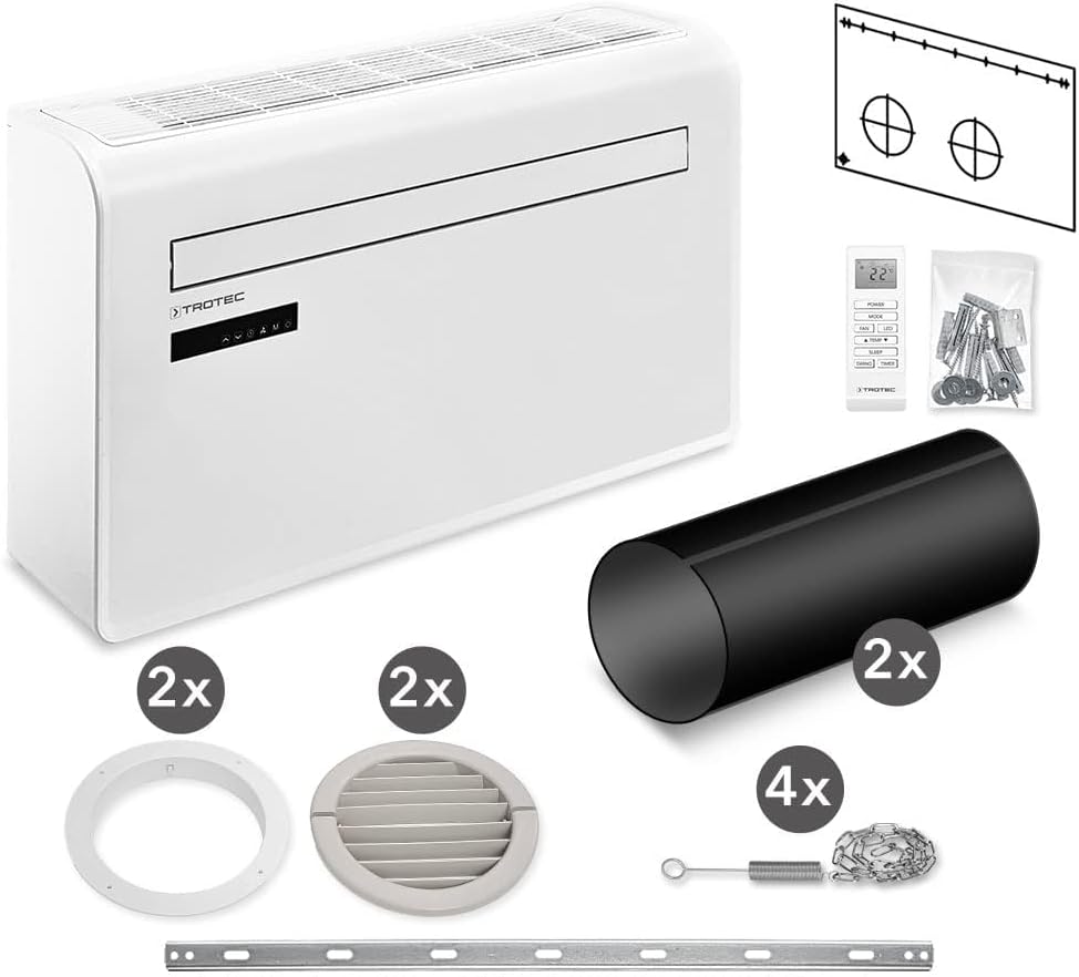 TROTEC Wandklimaanlage PAC-W 2650 SH â€?4-in-1 Klimaanlage ohne Außengerät mit Heizfunktion, 2,6 kW Kühlleistung, WiFi-App-Steuerung, Inverter-Technologie, für Räume bis 34 m²