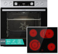 Gorenje Einbauherd-Set Heißluft Inox Set 4 mit Glaskeramik-Kochfeld / 77 Liter / ExtraSteam / GentleClose  und  Open / EcoClean / AirFry / PizzaMode / PerfectGrill / Teleskopauszüge / Inox-Look