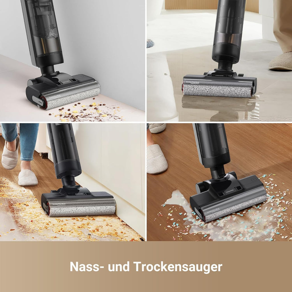DREAME H12 Pro Ultra Nass- und Trockensauger, Bürstenreinigung 60 °C, 30 Min Heißlufttrocknung, Selbstreinigung mit festem Schaber, 16.000Pa Saugkraft, Doppel-Kantenreinigung, intell. Erkenn. & Anpass