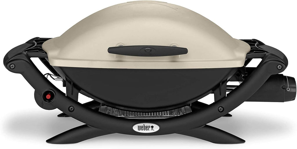 Weber Q2000 Gasgrill, 54 x 39cm Grillfäche, portabler BBQ Grill, 1 Brenner, mit ausklappbaren Seitentischen, 2-geteilter porzellanemaillierter Guss-Grillrost - Titanium (53060079)