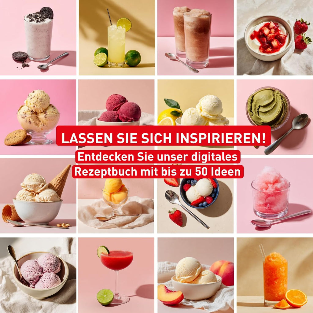Tefal Dolci Eismaschine - 10 Programme für Eiscreme, Sorbet, Gelato  und  Frozen Yogurt, 1-Step-Perfector Technologie, inkl. 3x Tritan-Eisschüsseln, Mix-In-Funktion  und  automatisches Reinigungsprogramm