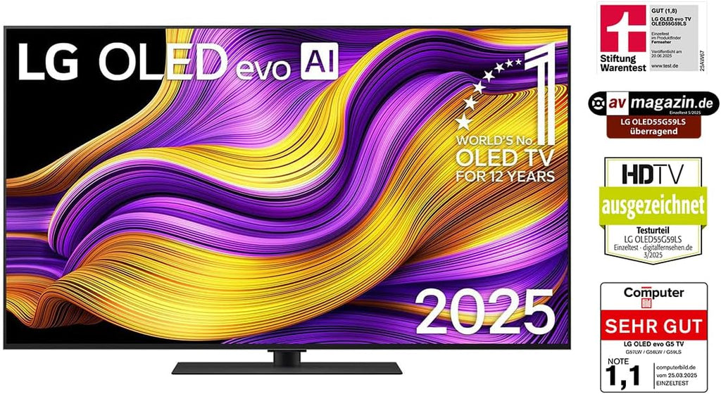LG OLED55G59LS TV 55 Zoll (139 cm) 4K OLED evo AI TV (α11 Gen2 4K AI Prozessor, webOS 25, 120Hz (VRR bis zu 165Hz)) Modelljahr 2025