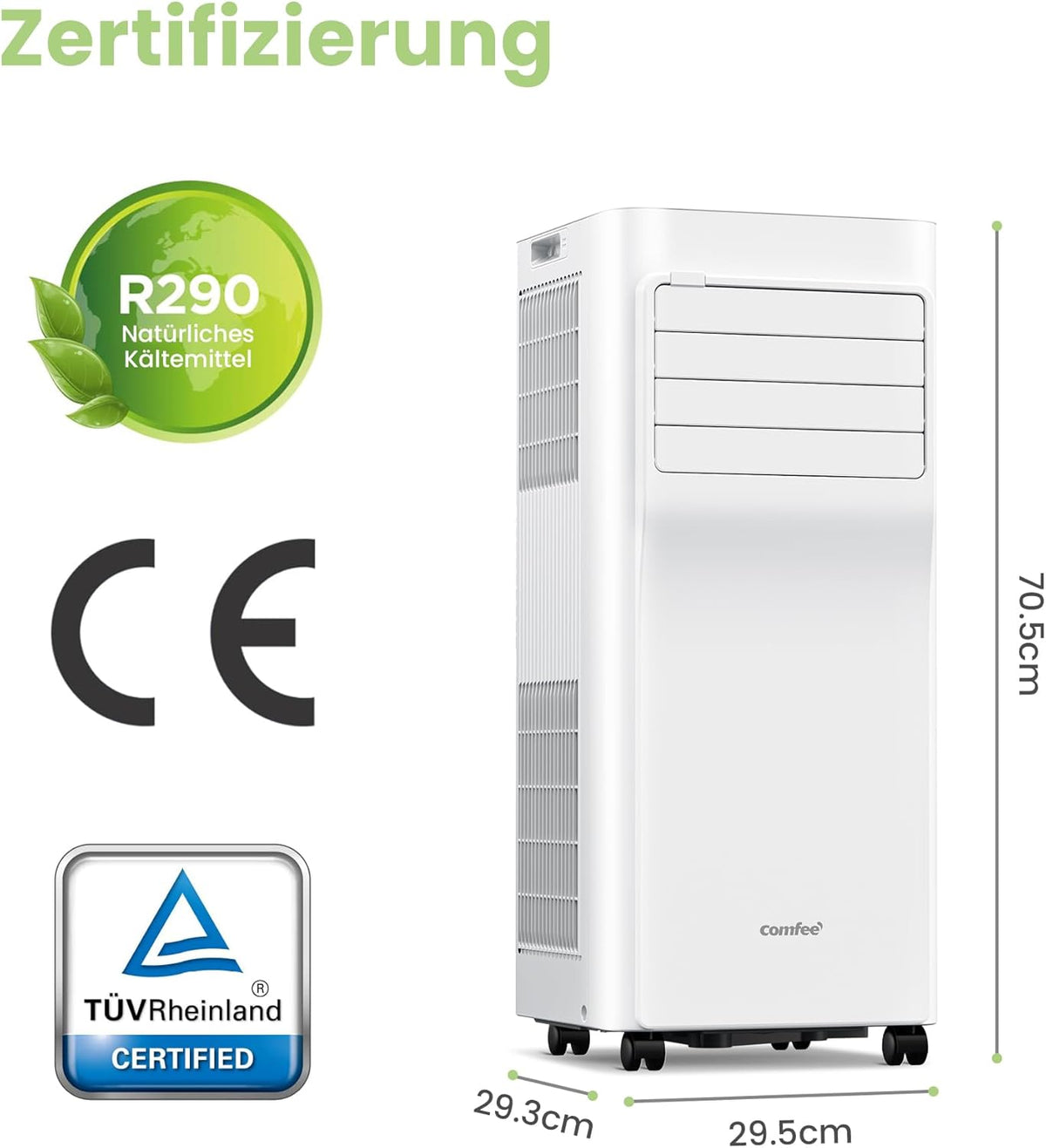 Mobiles Klimagerät Breezy Cool Pro 2.0,7000 BTU 2,0kW, Kühlen&Ventilieren&Entfeuchten,APP-Steuerung,Raumgröße bis 68m³(25ãŽ? .Mobile Klimaanlage mit Abluftschlauch,