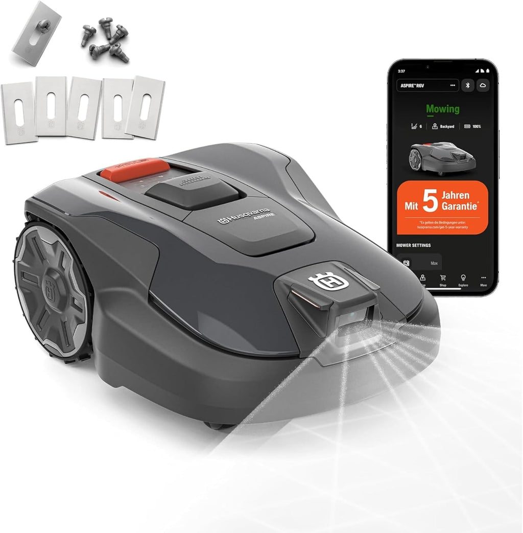 HUSQVARNA Automower® Aspire R6V Mähroboter â€?ohne Begrenzungskabel, AI Vision, GPS-Navigation, App-Steuerung, virtuelle Zonen, bis 600 m² â€?inkl. 6 Ersatzmesser