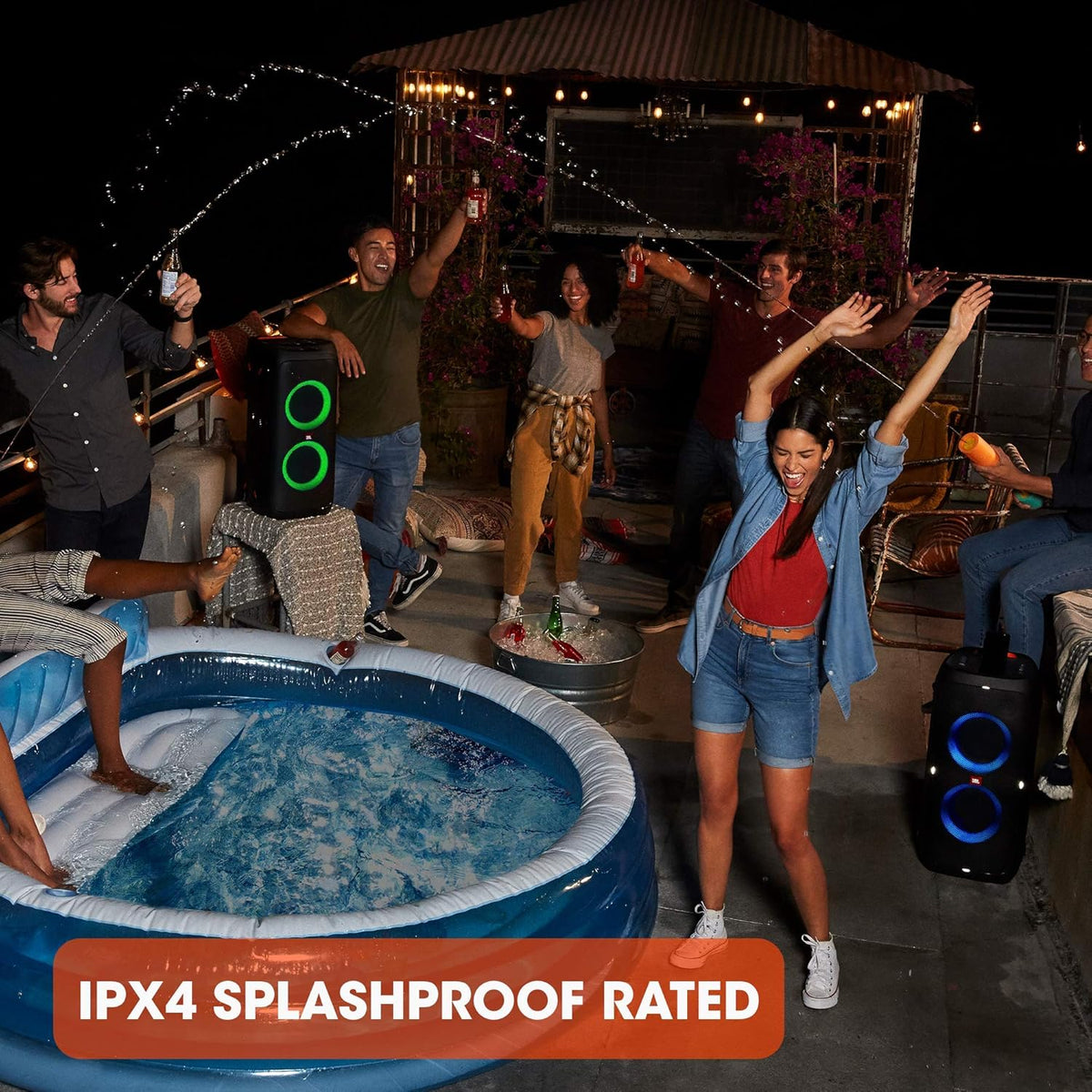 JBL PartyBox 710 - Schwarz â€?Trag - und rollbarer Bluetooth Party-Lautsprecher mit Lichteffekten â€?Spritzwassergeschützte, mobile Musikbox