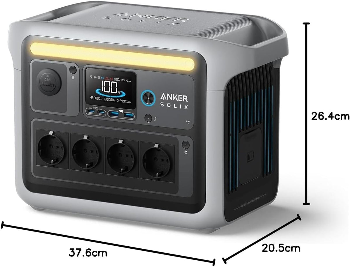 SOLIX C1000 Tragbare Powerstation, LiFePO4, 1800W Solargenerator, 100% geladen in 58 Min. mit UltraFast Modus, LFP Powerstation für Outdoor, Camping und Stromreserve (Optionales Solarpanel)