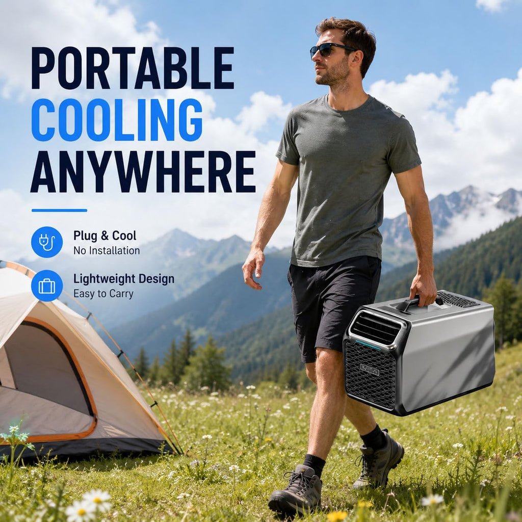 Mobiles klimagerät,3500 BTU Tragbare Camping-Klimaanlage mit echtem Kompressor â€?DC Wohnmobil-Klimagerät für Zelt, Van & LKW-Kabine â€?mit Entfeuchtung, Schlafmodus & Fernbedienung Gray