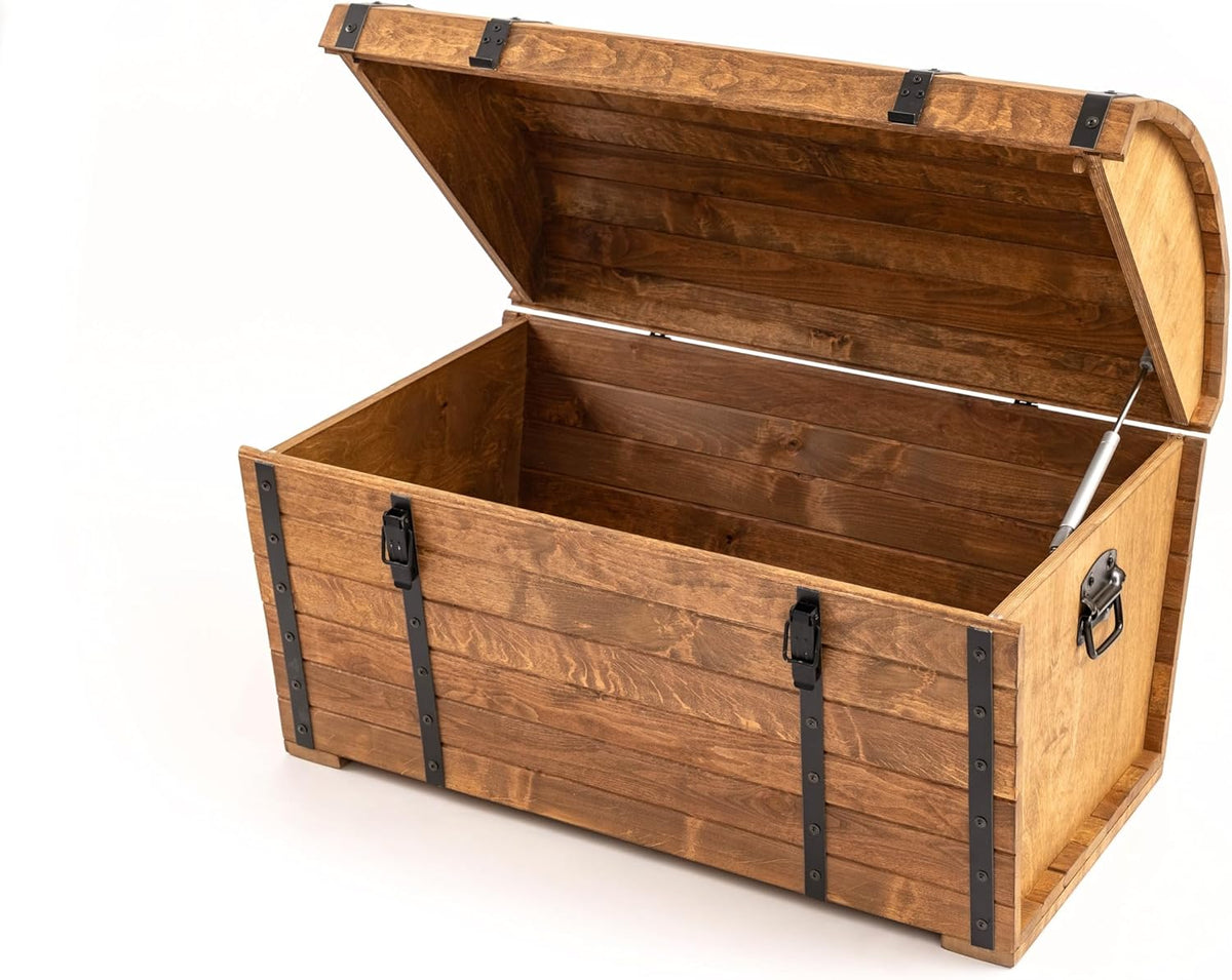 CREATIVE COOPER Holztruhe 180L â€?Klassischer Aufbewahrungskoffer aus geöltem Erlenholz â€?Vintage Design â€?Für Wohnzimmer, Terrasse & Garten â€?80x50x50 cm