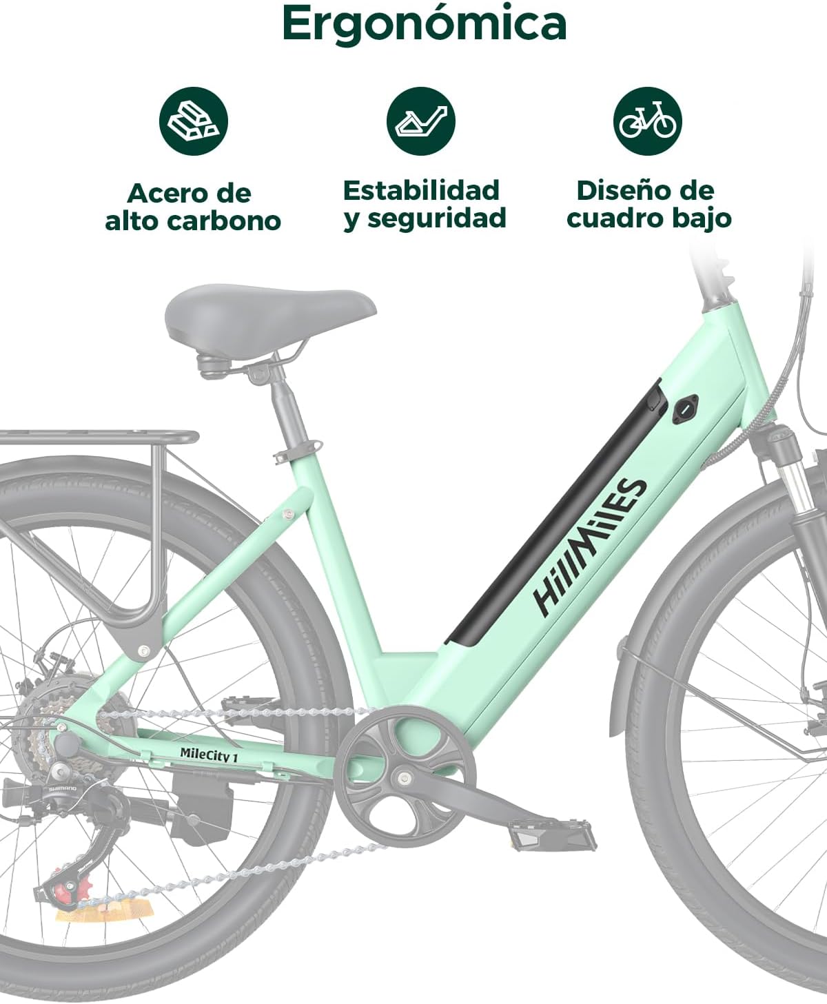 MileCity1 26" E-Bike für Erwachsene, 7 Gang Elektrofahrrad mit Austauschbarem 36V 13Ah Akku, 25 km/h und 80â€?00km Reichweite E-Bike für Städtische Pendler, IP65 Wasserdicht