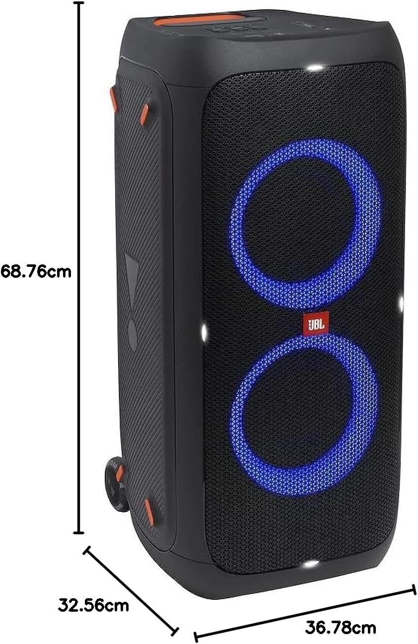 JBL PartyBox 710 - Schwarz â€?Trag - und rollbarer Bluetooth Party-Lautsprecher mit Lichteffekten â€?Spritzwassergeschützte, mobile Musikbox