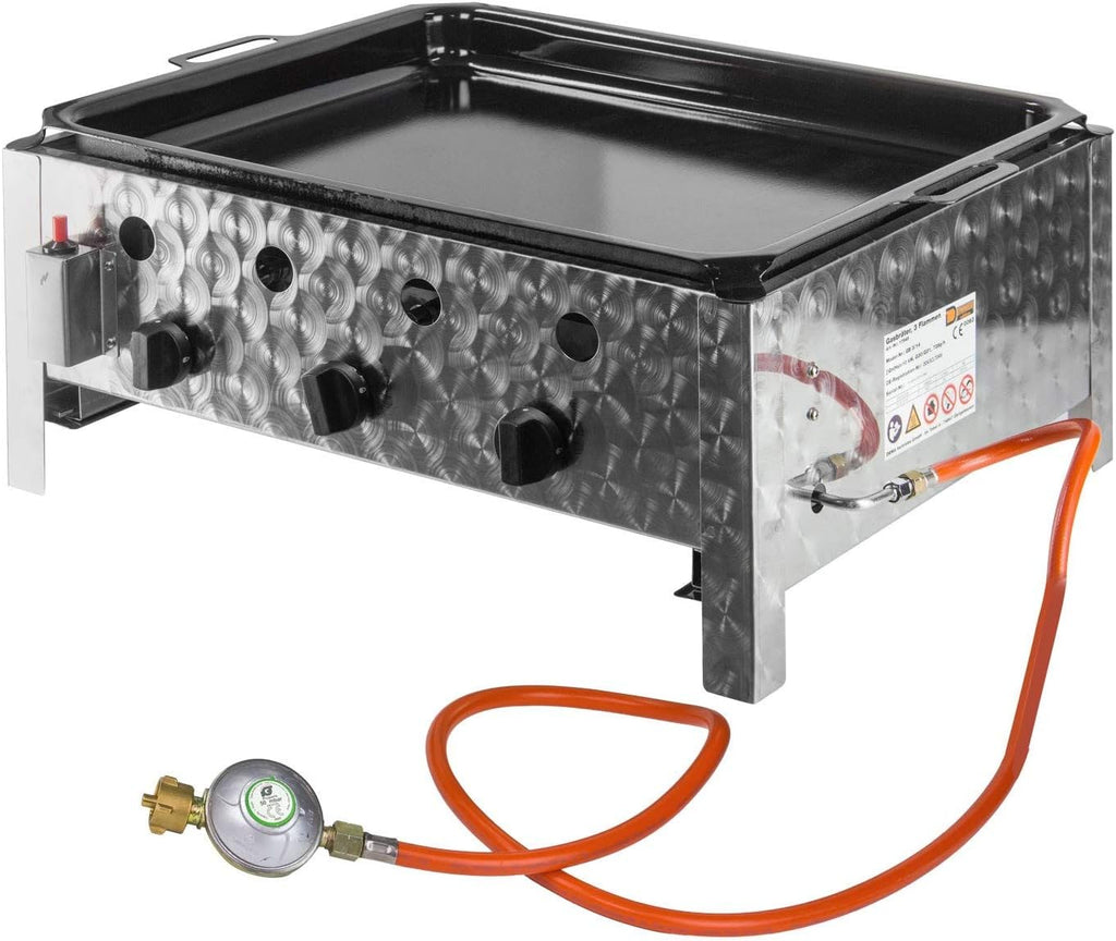 DEMA Gasbräter mit 3 Flammen â€?Leistungsstarker Gastrobräter für Grill & Outdoor-Küche â€?Ideal für Camping & Events