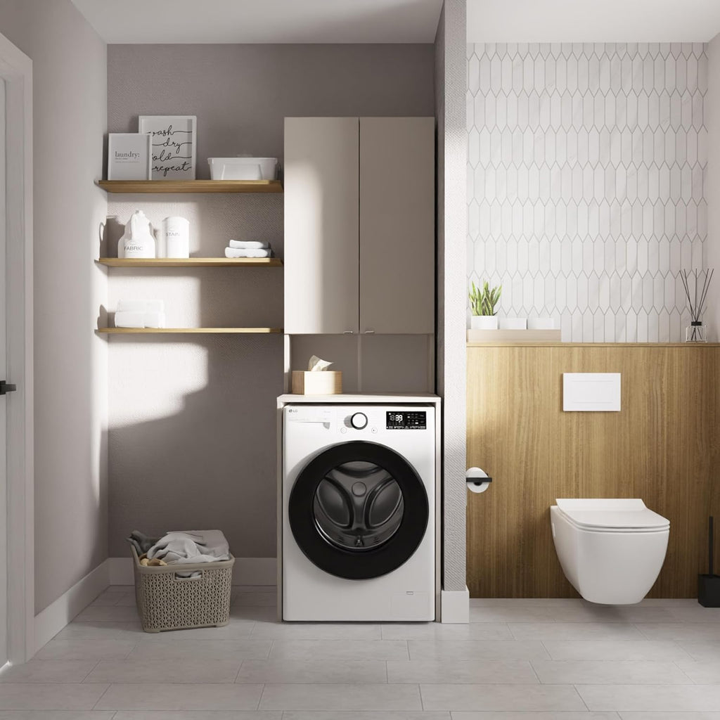 PLATAN ROOM Waschmaschinenschrank Badezimmer Hochschrank Überbauschrank für Waschmaschine und Wäschetrockner 210 x 65 x 50/56 cm weiß (Kaschmir (beige), 56 cm tief)