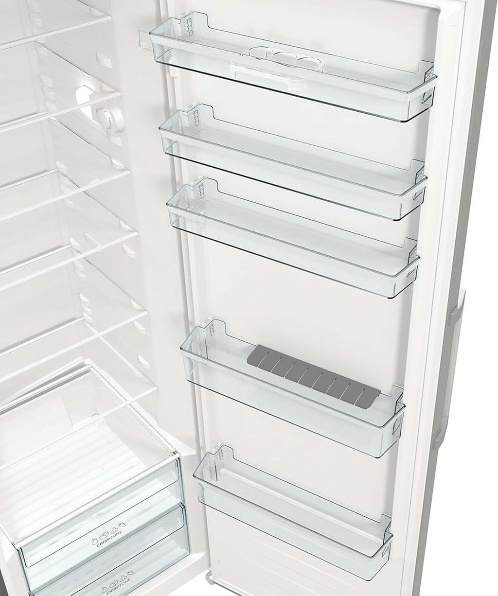 Gorenje R 619 EES5 Kühlschrank / 185cm / Umluft-Kühlsystem/Schnellkühlfunktion/Kühlteil 398 Liter/Inox Look, Silber