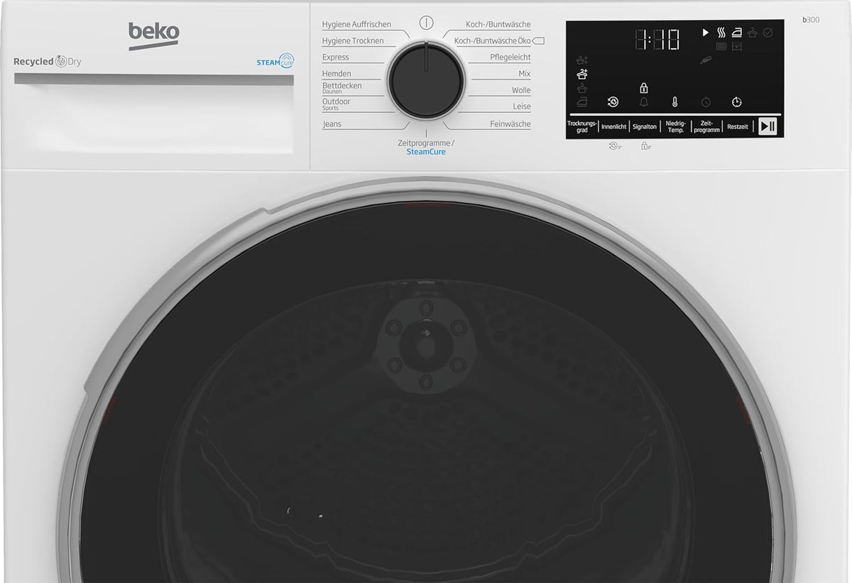 Beko Wäschetrockner 8kg, Stiftung Warentest GUT (2,5) , allergikergeeignet, Hygiene Trocknen, SteamCure Dampffunktion, 15 Programme, Express, B3T42249S, Weiß