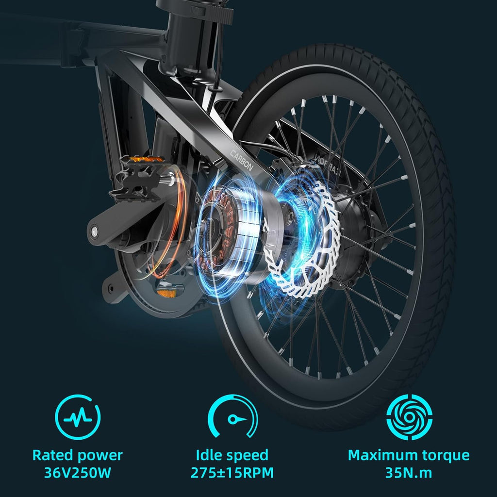 ADO E-Bike Air Carbon Elektrofahrrad, Faltrad,ebike Damen/ebike Herren,Bike,klapprad Riemenantrieb 14,5Kg IPS LCD Display, GPS,ADO APP,250W
