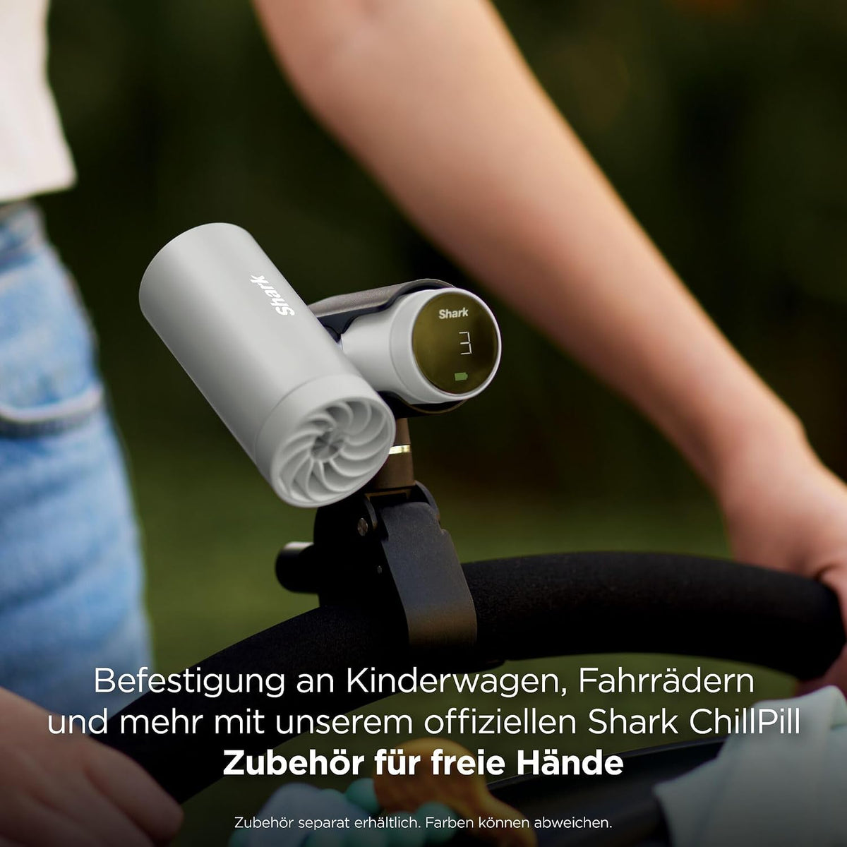 Shark ChillPill 3-in-1-Hochgeschwindigkeits-Handventilator-, Sprühnebel- und InstaChill-System, mit 3 Kühlaufsätzen, reisefreundliches Design, Hellgrau FA022EULV
