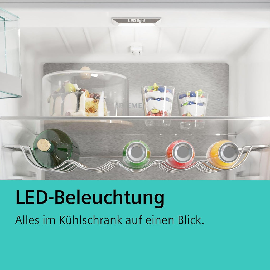 SIEMENS KG39EAICA iQ500 Kühl-Gefrier-Kombination, 201 x 60 cm, 249 L Kühlen + 94 L Gefrieren, LowFrost seltener abtauen, LED-Beleuchtung gleichmige Ausleuchtung, BigBox Platz für groes Gefriergut