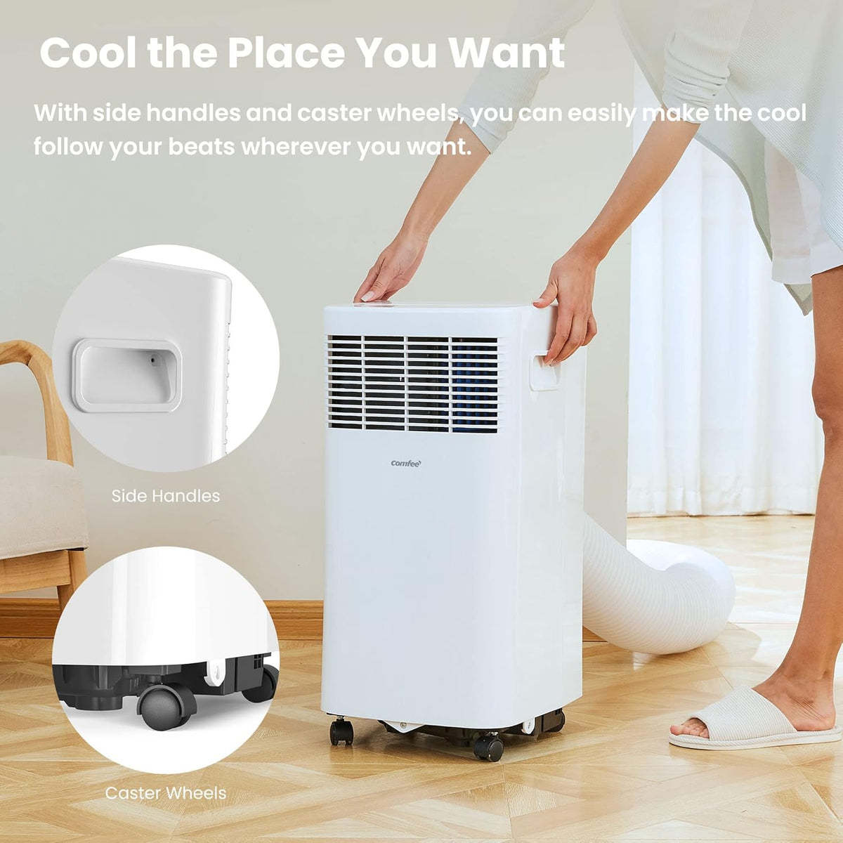 Comfee Mobiles Klimagerät MPPH-09CRN7, 9000 BTU 2,6kW, Kühlen&Ventilieren&Entfeuchten, Raumgröße bis 88m³(33ãŽ?, Mobile Klimaanlage mit Abluftschlauch