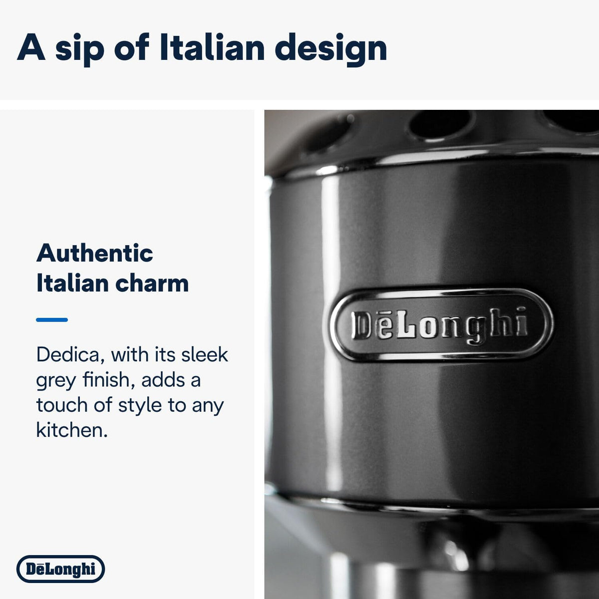 De'Longhi Dedica Style EC 685.M â€?Espresso Siebtrgermaschine, Espressomaschine mit professionellem Milchaufschumer, nur 15 cm breit, für Kaffeepulver oder ESE Pads, 1 l Wassertank, silber
