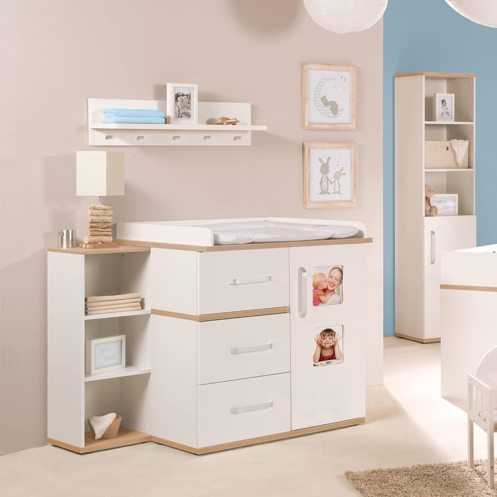 roba Kindermöbelset 'Pia', 3-teilig, inkl. Kinderbett 70x140cm, Wickelkommode, Kleiderschrank, weiß