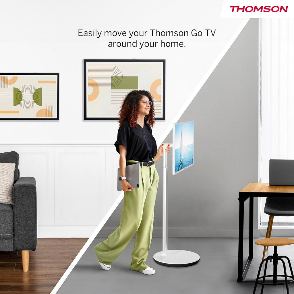 Thomson 32 Zoll (81 cm) Go TV, Tragbarer Android Fernseher â€?HD Ready (1366x768), Sprachsteuerung, Bluetooth 5.1, Wi-Fi, Hotspot-Funktion, Bis zu 4 Stunden Akkulaufzeit - 32HA4M44
