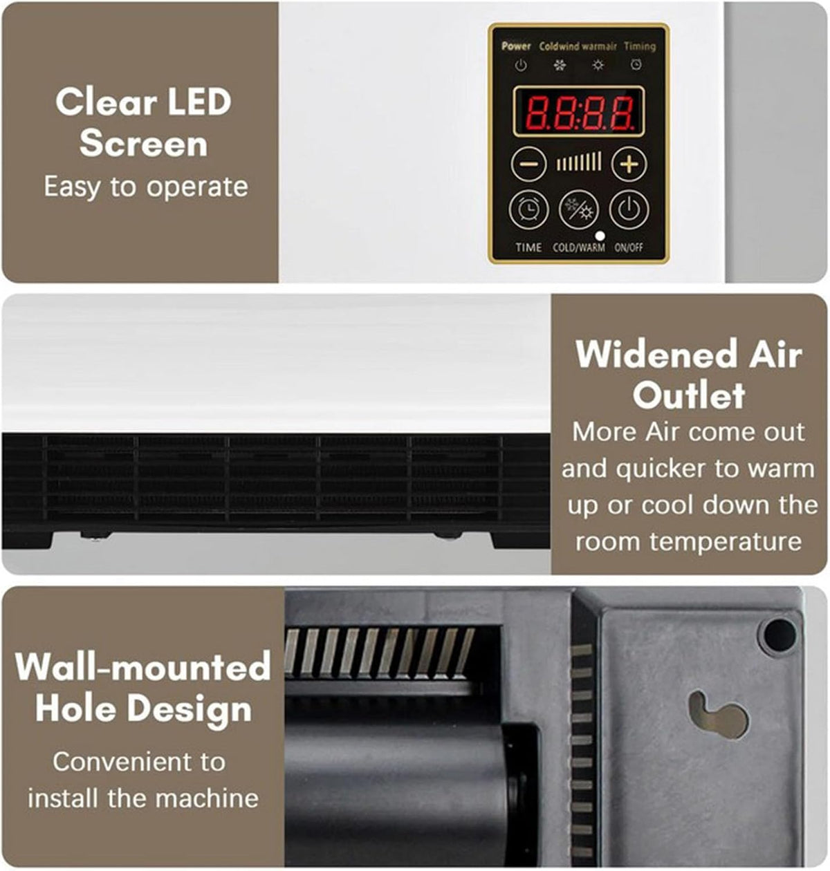 EpiCooler Klimaanlage Tragbar, Kühlung und Heizung, Ganzjähriges Komfort-Accessoire für Zuhause, Modernes Designelement für Luftzirkulation, Ohne Bohren, Platzsparend