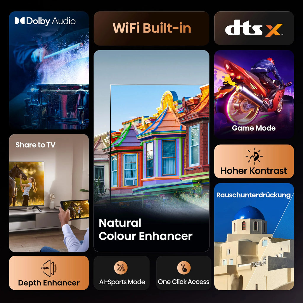 Hisense 40E4QT Fehrnseher, 40 Zoll, DLED, Smart TV, Game Mode, AI Sports Mode, Dolby Audio, Dolby MS12, DTS Virtual X, HDR10, HLG, Full HD, High Contrast, Rauschunterdrückung 2025