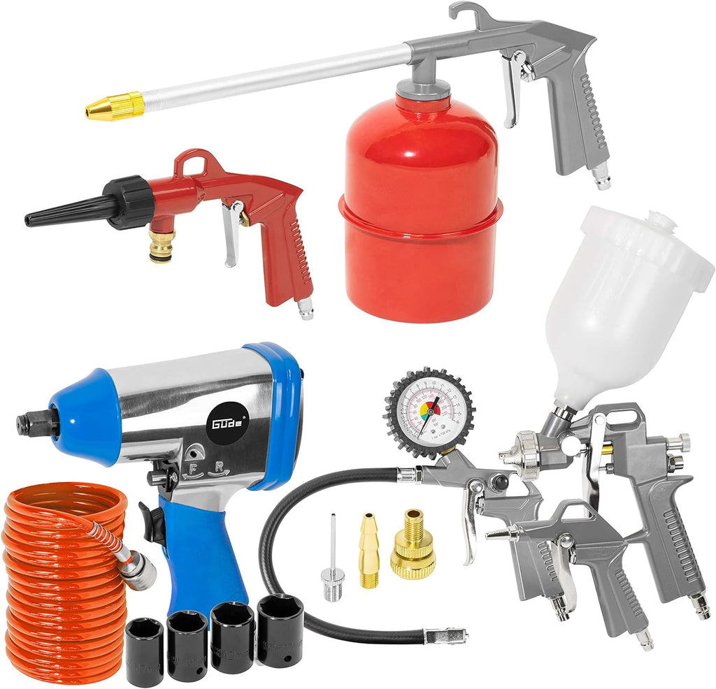 Güde Kompressor-Set 405/10/50 15T(ölgeschmiert, 10 bar, 2200 W, 50 l Kessel, eff. Liefermenge 250 l/min, 2x Manometer, 2x Druckluftkupplungen, Sicherheitsventil  und  Ablassschraube, inkl. Zubehör-Set)