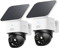 eufy Security SoloCam 2pack, Überwachungskamera aussen solar, 360°-Überwachung, Keine Toten Winkel, Überwachungskamera aussen mit 2,4-GHz-WLAN, Gebührenfreie Nutzung, HomeBase 3 kompatibel