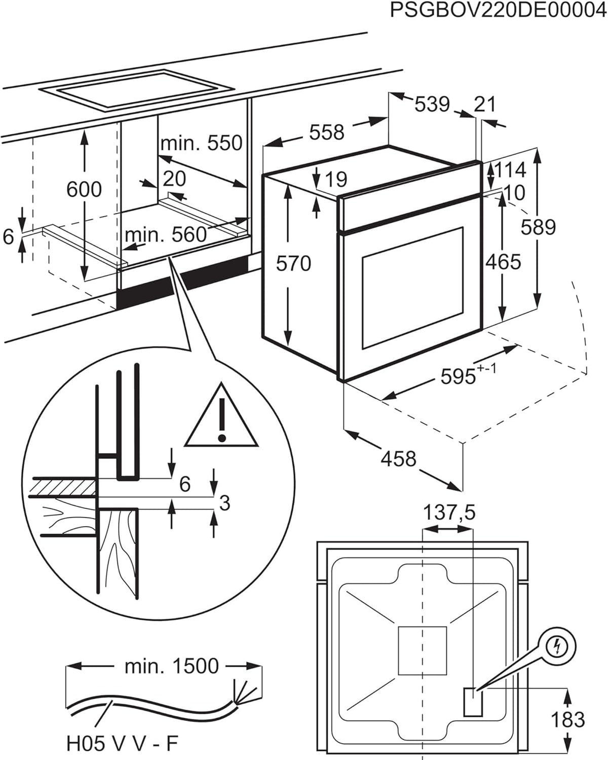 AEG Einbaubackofen â€?Serie 5 Ringheißluft: Gleichmäßige Garergebnisse auf 3 Ebenen â€?Pyrolyse Selbstreinigung â€?25 Automatikprogramme â€?LED-Touchdisplay â€?Schnellaufheizung â€?Schwarz â€?BPE53516AB