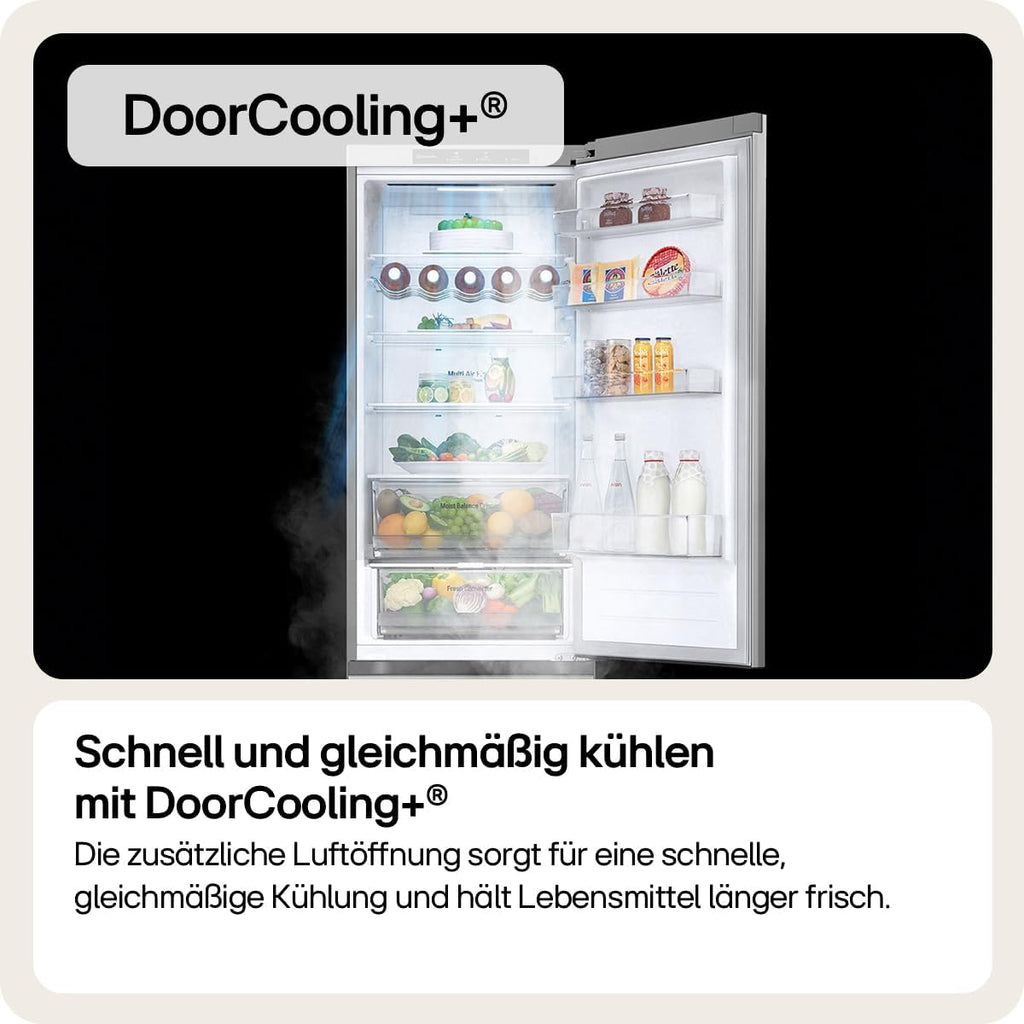 GBV7280AMB, Klasse A, 387 L, Kühl-/ Gefrierkombination mit Innendisplay, Frische Features, DoorCooling+, Variables Ablagefach für XXL-Stauraum, 59,5 x 67,5 x 203 cm - Metal Sorbet