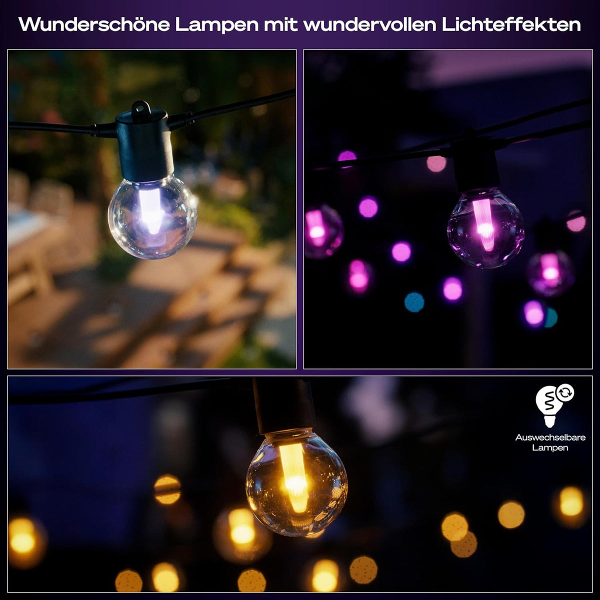Hue Festavia Globe Außenlichterkette, White & Color Ambiance, 21 M LED Lichterkette, 30 Lampenkugeln, dimmbare Gartenbeleuchtung funktioniert per Hue App, Alexa, Google Assistant, Home