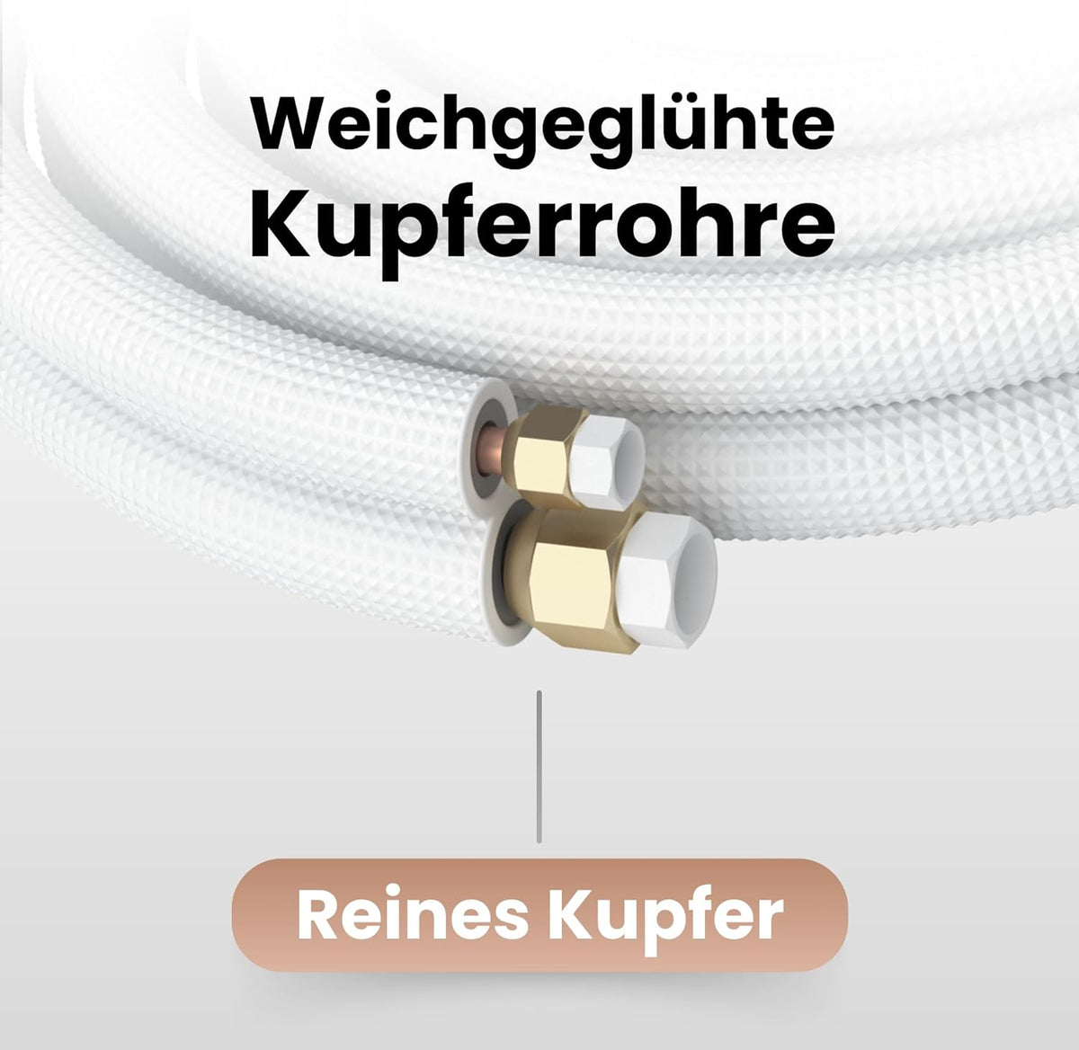 Kältebringer 12m Kältemittelleitung 1/4" + 3/8" Zoll - Kupferleitung Isoliert - Kupferrohr Montage-Set für Split-Klimaanlagen, 4-adrig