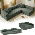 skølm Lofn Ecksofa 4 Sitzer â€?Wohnlandschaft L-Form Cord â€?Klappsofa 300cm breit Dunkelgrün â€?ausklappbar zum Schlafsofa, Bodensofa â€?Vollschaum Sofa mit 4 Kissen & Stahlgestell â€?Cloud Couch boneless | ohne Aufbau