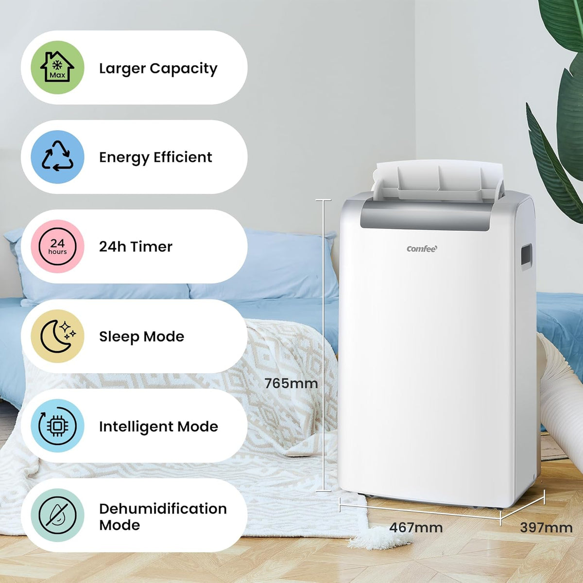 Comfee Mobiles Klimagert Easy Cool 2.0, 7000 BTU 2,0kW, Kühlen&Ventilieren&Entfeuchten, Raumgre bis 68m(25ãŽ?, APP-Steuerung/Alexa/Google Home/IFTTT, Mobile Klimaanlage mit Abluftschlauch