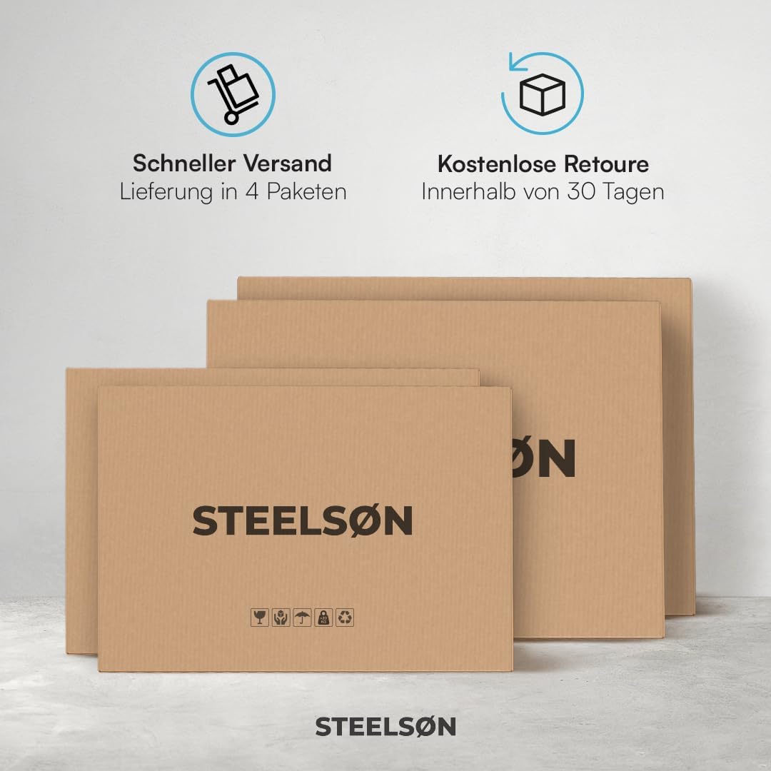 STEELSØN Kestra Mülltonnenbox 4er bis 240L â€?Mülltonnenverkleidung mit Sichtstreifen aus Stahl â€?hochwertige Müllcontainer in Anthrazit für 4 Tonnen â€?Müllbox/Gerätebox wetterfest & UV-beständig