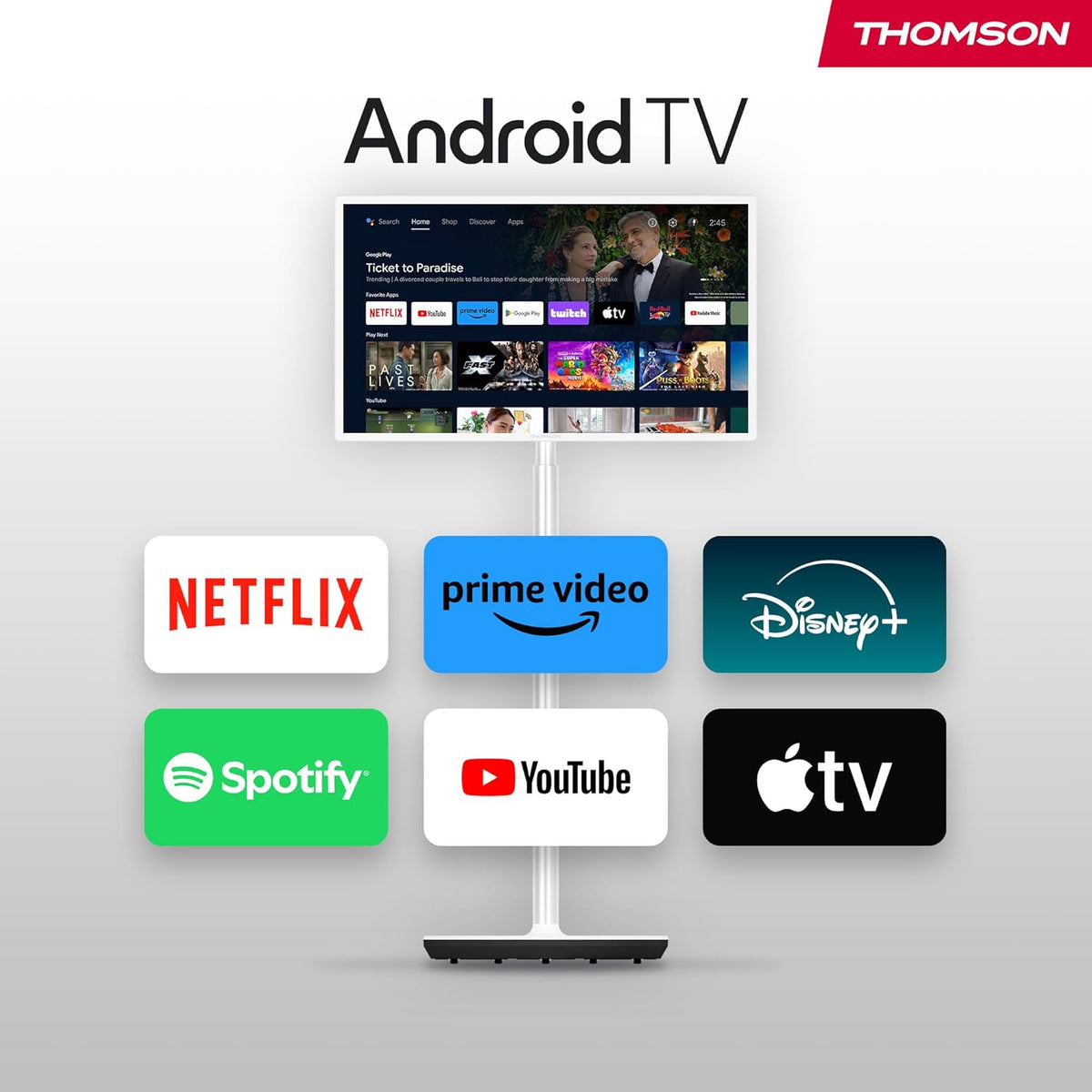 Thomson 32 Zoll (81 cm) Go TV, Tragbarer Android Fernseher â€?HD Ready (1366x768), Sprachsteuerung, Bluetooth 5.1, Wi-Fi, Hotspot-Funktion, Bis zu 4 Stunden Akkulaufzeit - 32HA4M44