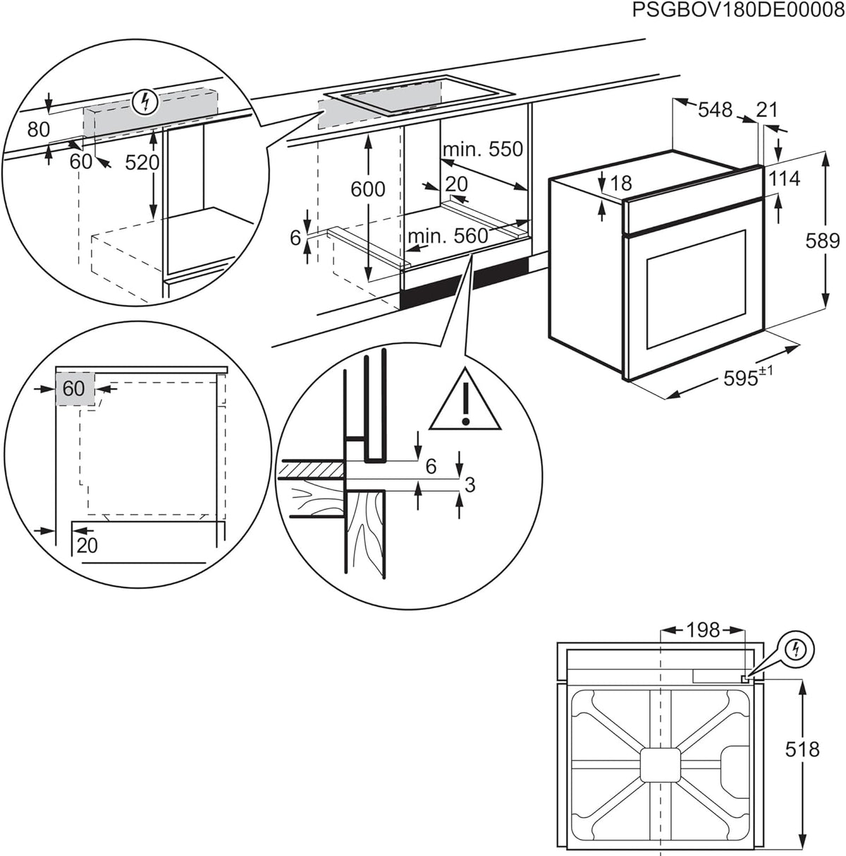 AEG Einbaubackofen â€?Serie 5 Ringheißluft: Gleichmäßige Garergebnisse auf 3 Ebenen â€?Pyrolyse Selbstreinigung â€?25 Automatikprogramme â€?LED-Touchdisplay â€?Schnellaufheizung â€?Schwarz â€?BPE53516AB