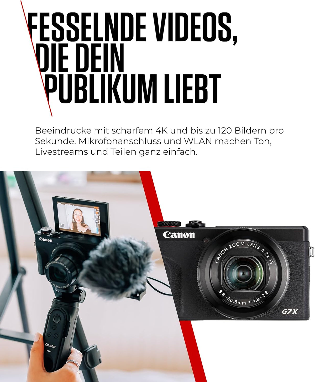 Canon PowerShot G7 X Mark III (Schwarz) â€?Kompakte Digitalkamera mit 1-Zoll-Sensor & 4K-Video â€?Ideal bei wenig Licht & auf Reisen â€?Mit WLAN & Bluetooth - Geliebt Für Kreatives Unterwegs