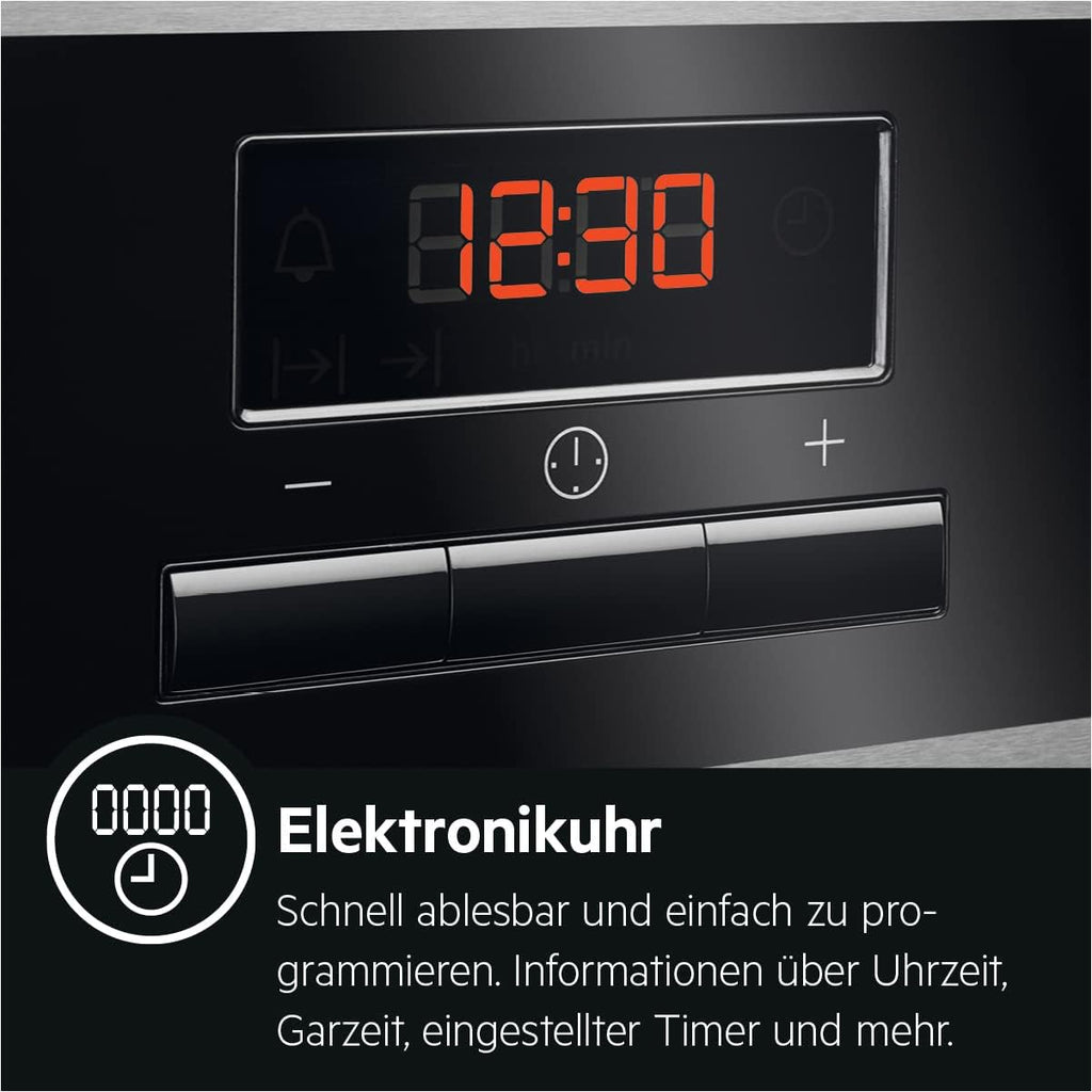 AEG Einbaubackofen â€?Serie 5 Ringheißluft: Gleichmäßige Garergebnisse auf 3 Ebenen â€?Pyrolyse Selbstreinigung â€?25 Automatikprogramme â€?LED-Touchdisplay â€?Schnellaufheizung â€?Schwarz â€?BPE53516AB