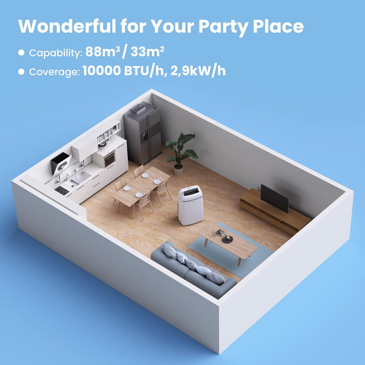 Comfee Mobiles Klimagert Easy Cool 2.0, 7000 BTU 2,0kW, Kühlen&Ventilieren&Entfeuchten, Raumgre bis 68m(25ãŽ?, APP-Steuerung/Alexa/Google Home/IFTTT, Mobile Klimaanlage mit Abluftschlauch