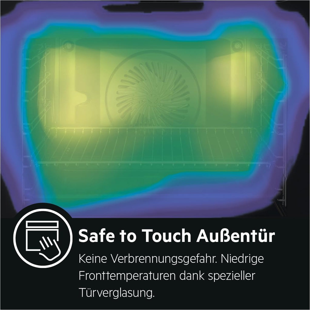 AEG Einbaubackofen â€?Serie 5 Ringheißluft: Gleichmäßige Garergebnisse auf 3 Ebenen â€?Pyrolyse Selbstreinigung â€?25 Automatikprogramme â€?LED-Touchdisplay â€?Schnellaufheizung â€?Schwarz â€?BPE53516AB